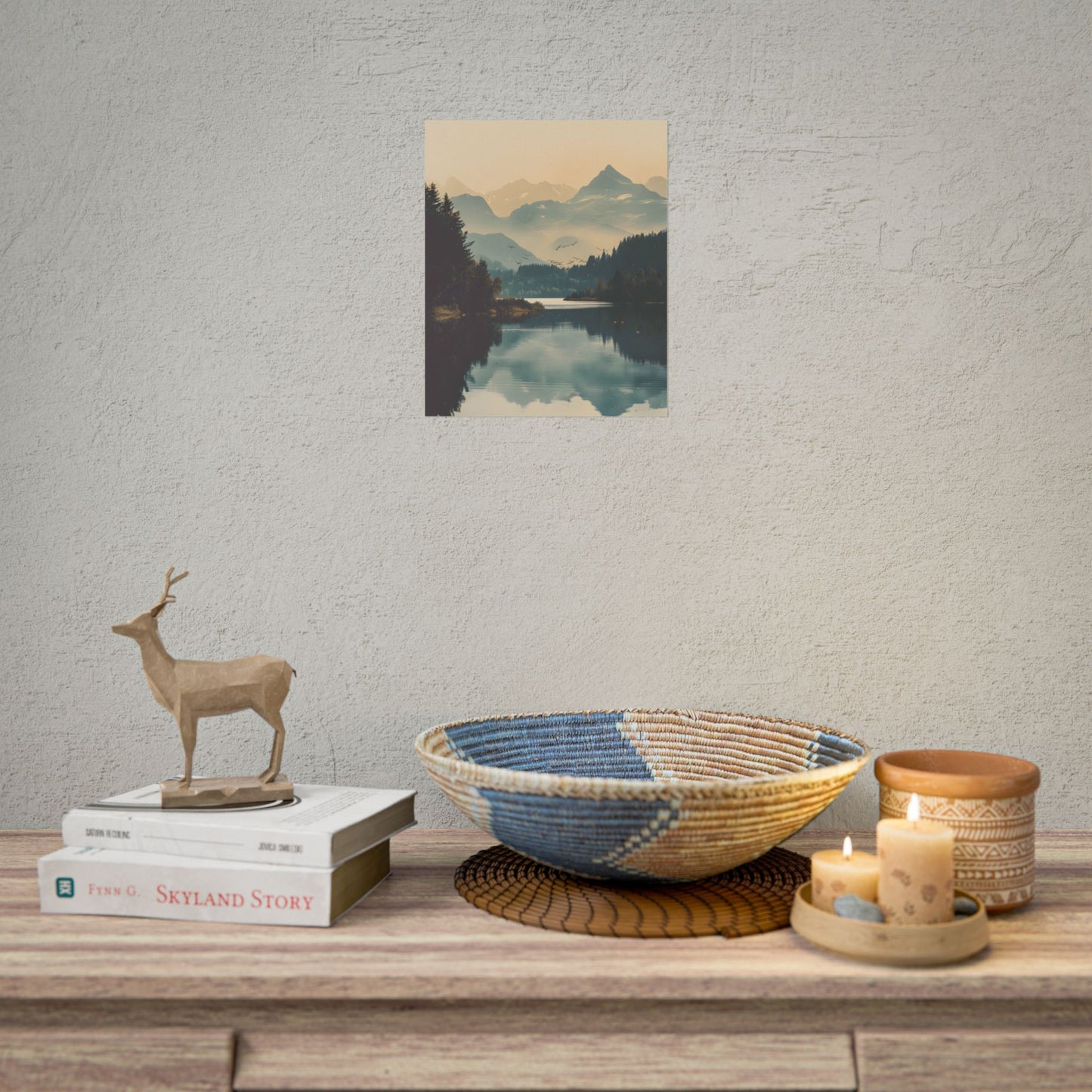 Serene Mountain Lake Aerial: Birds Eye View Artwork - Poster