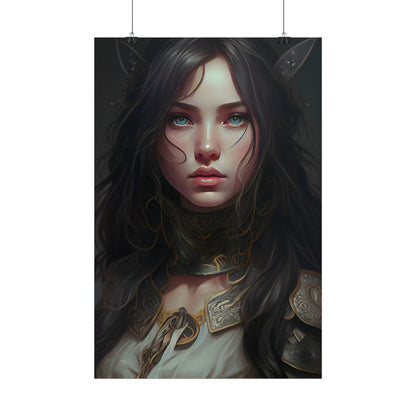 Vibrant Red Portrait: Dynamic Female Artwork - Poster