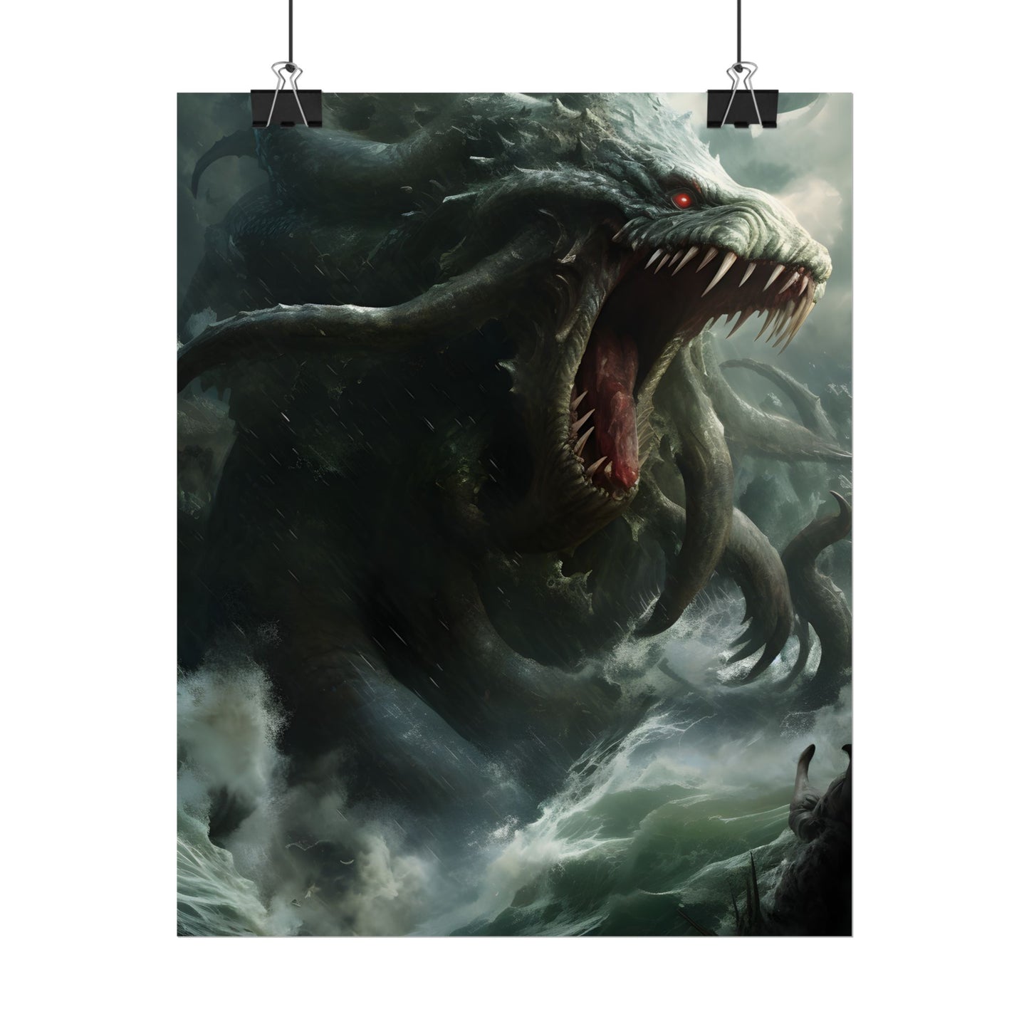 Mythic Ocean Terror: Ancient Sea Monster with Six Tentacles - Poster