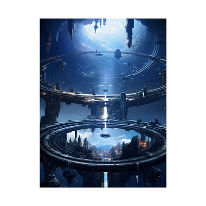 Aetherial Space Station: Massive, Futuristic Space Station in Orbit - Poster