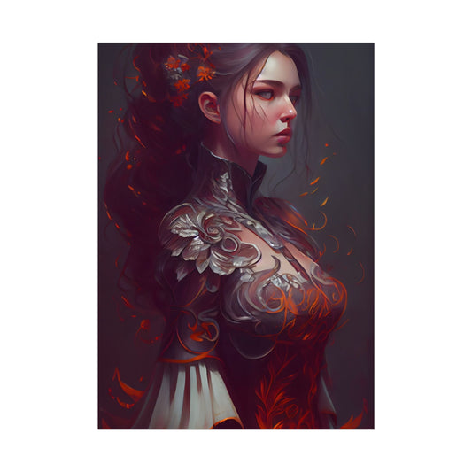 Brown Hair Beauty: Neutral Female Portrait Artwork - Poster