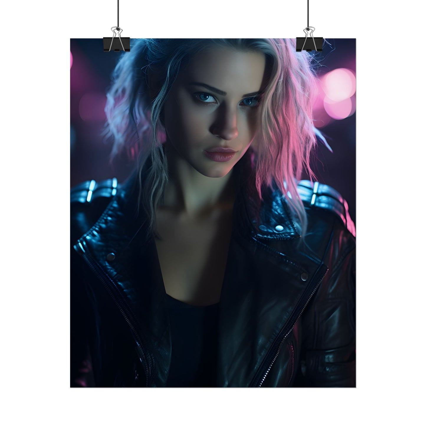Cyberpunk Teen: Moody Expression Digital Art - Poster
