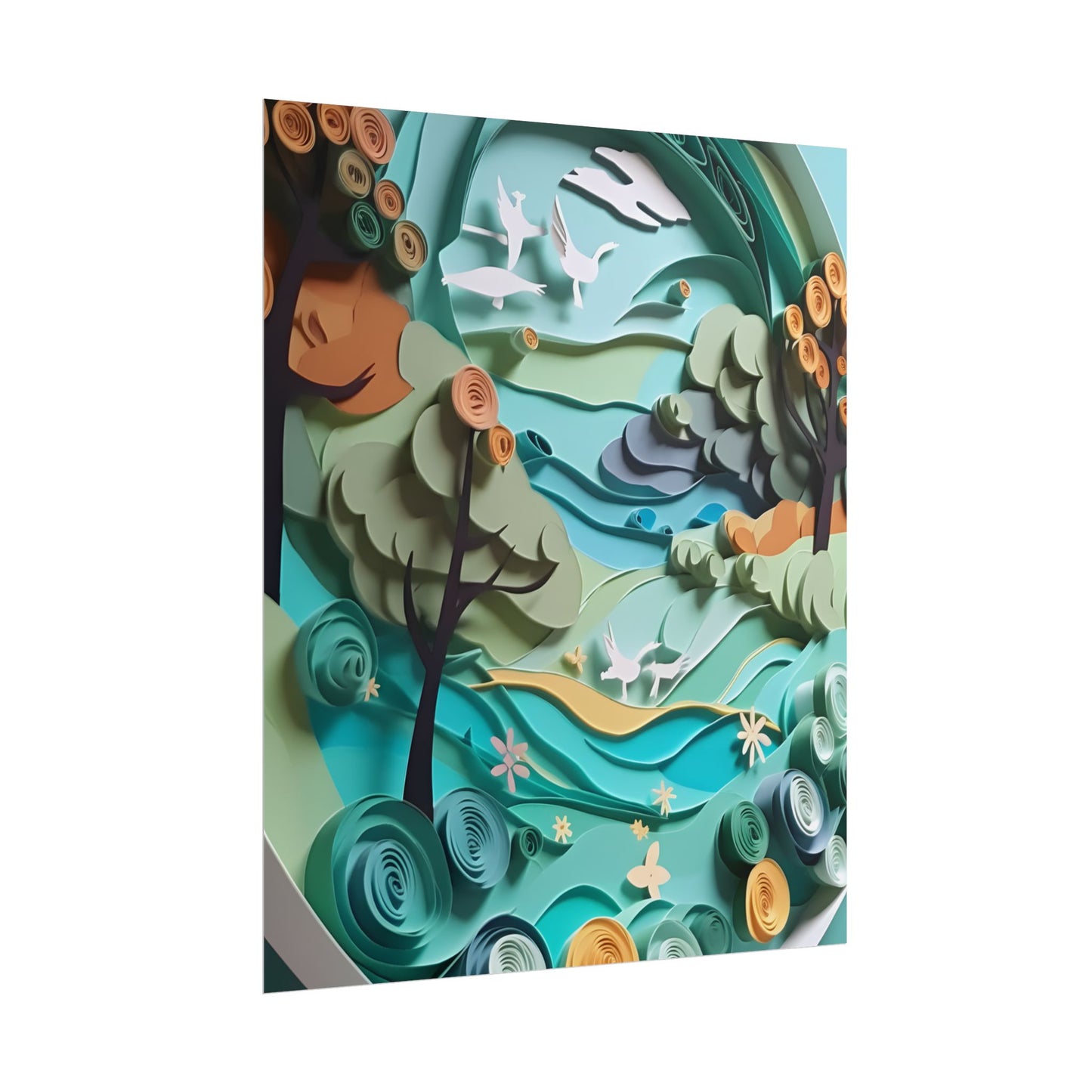 Eye-Catching Beach Landscape: Paper Quilling Art - Poster