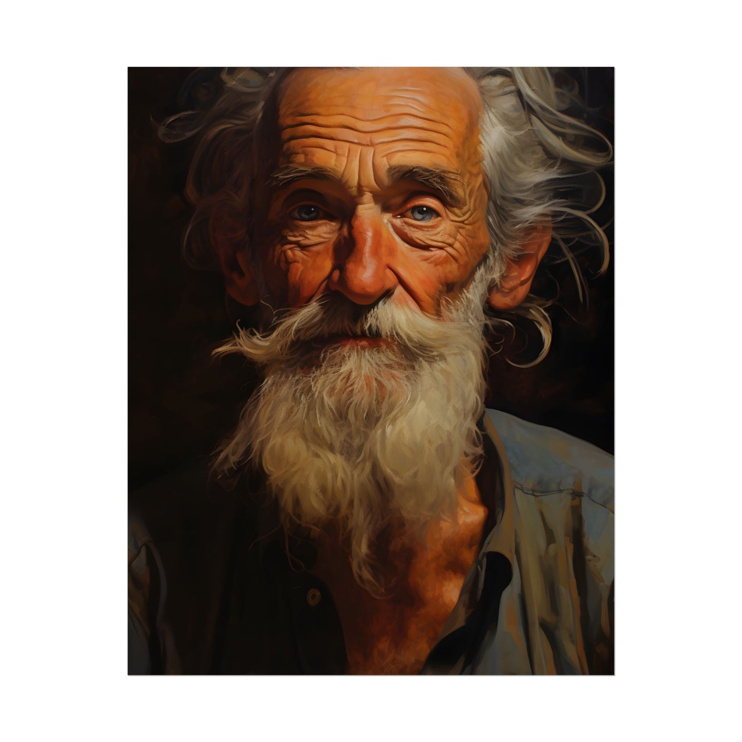 Elderly Wisdom: A Portrait of Timeless Senior Reflection - Poster