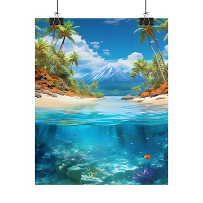 Tropical Paradise Tranquility: Lush Island Getaway Art - Poster