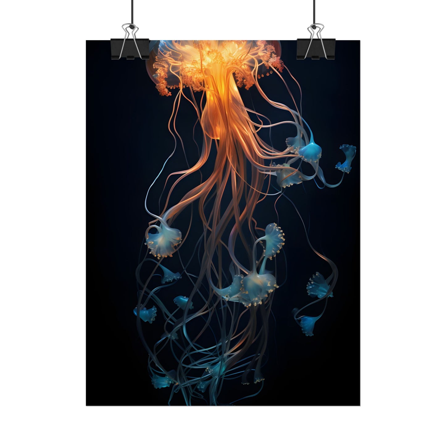 Bioluminescent Oceanic Ballet: Mesmerizing Underwater Scene Artwork - Poster