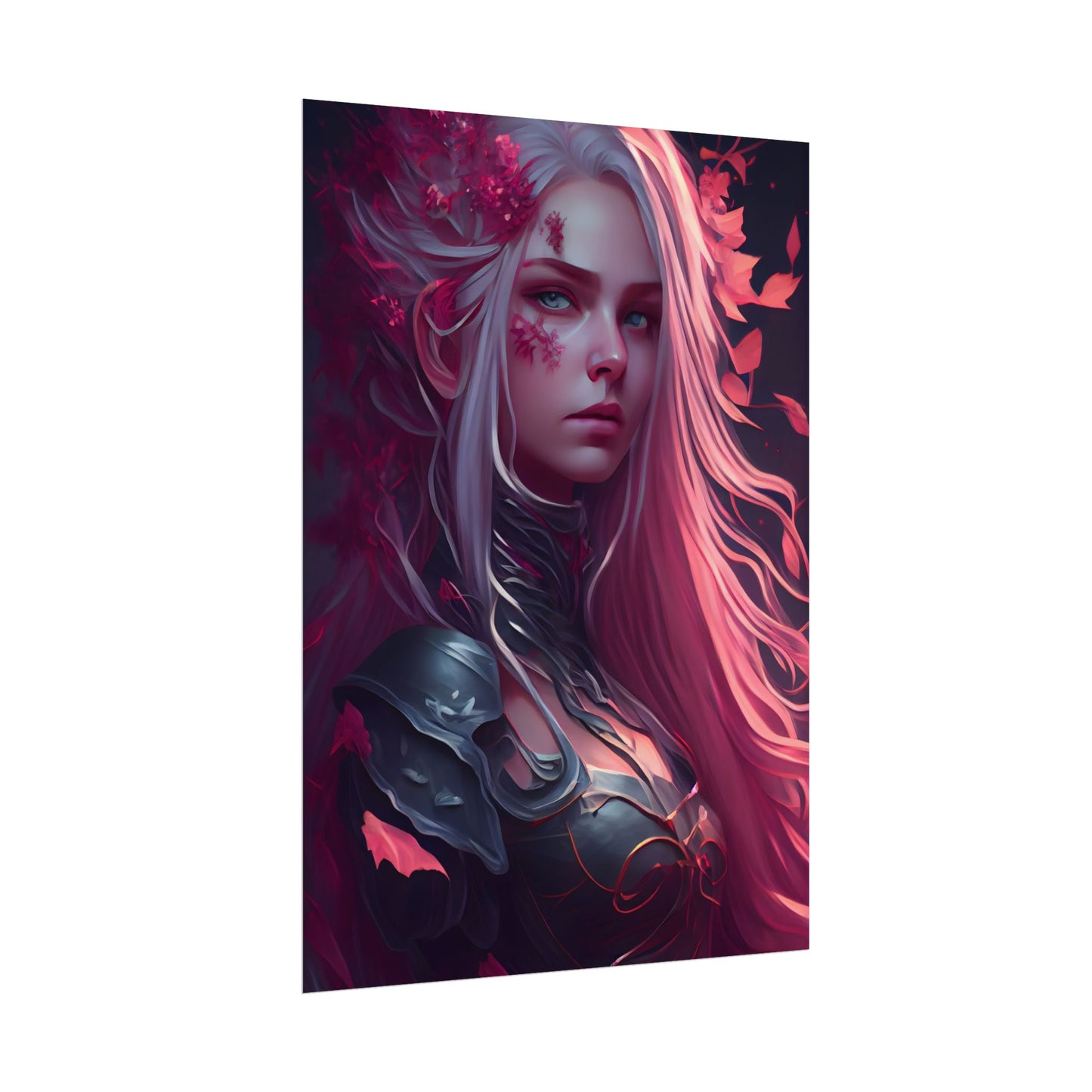 Astonishing Female Portrait with Pink Hair: Artistic Vision - Poster