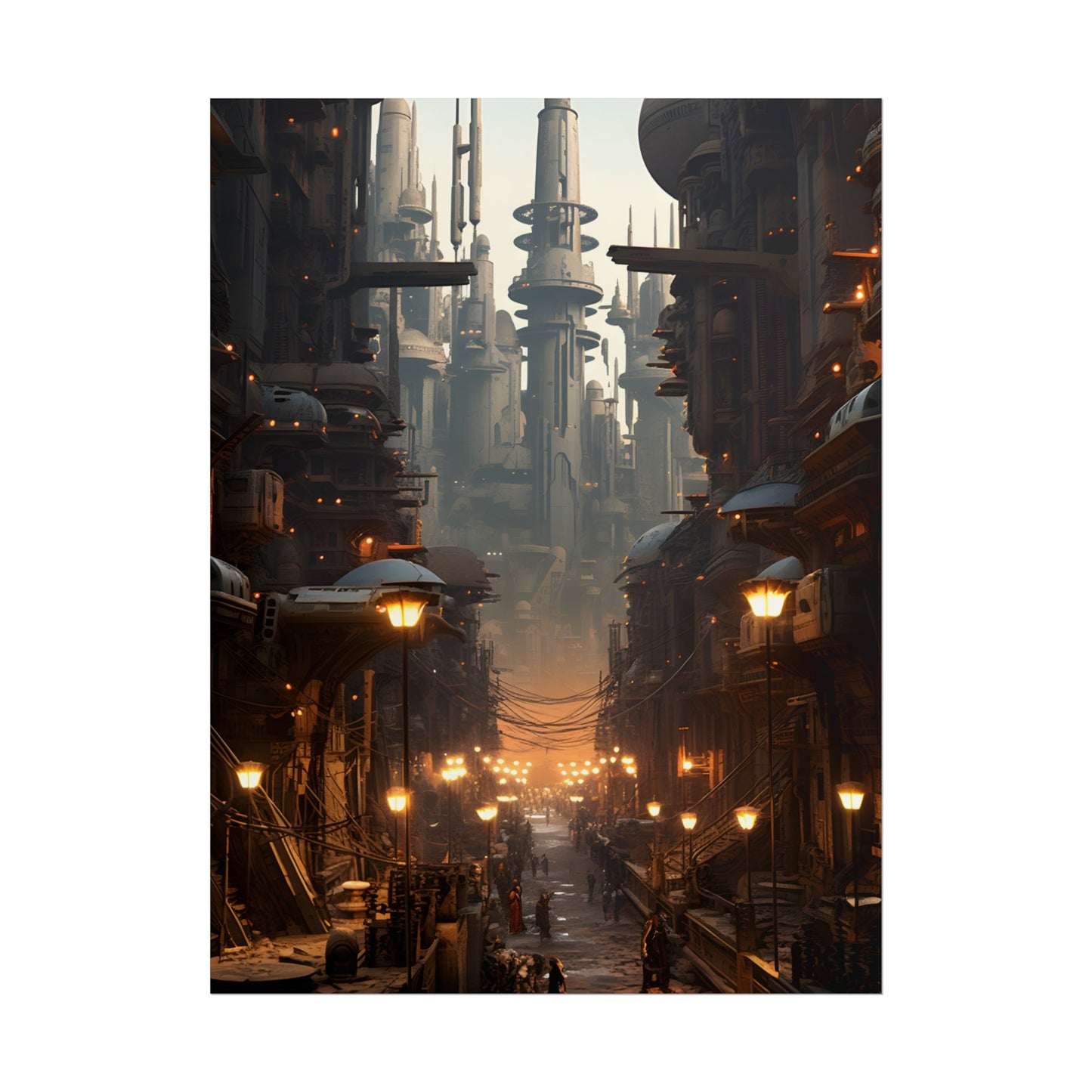 Post-Apocalyptic Steampunk City: Dystopian Artwork - Poster