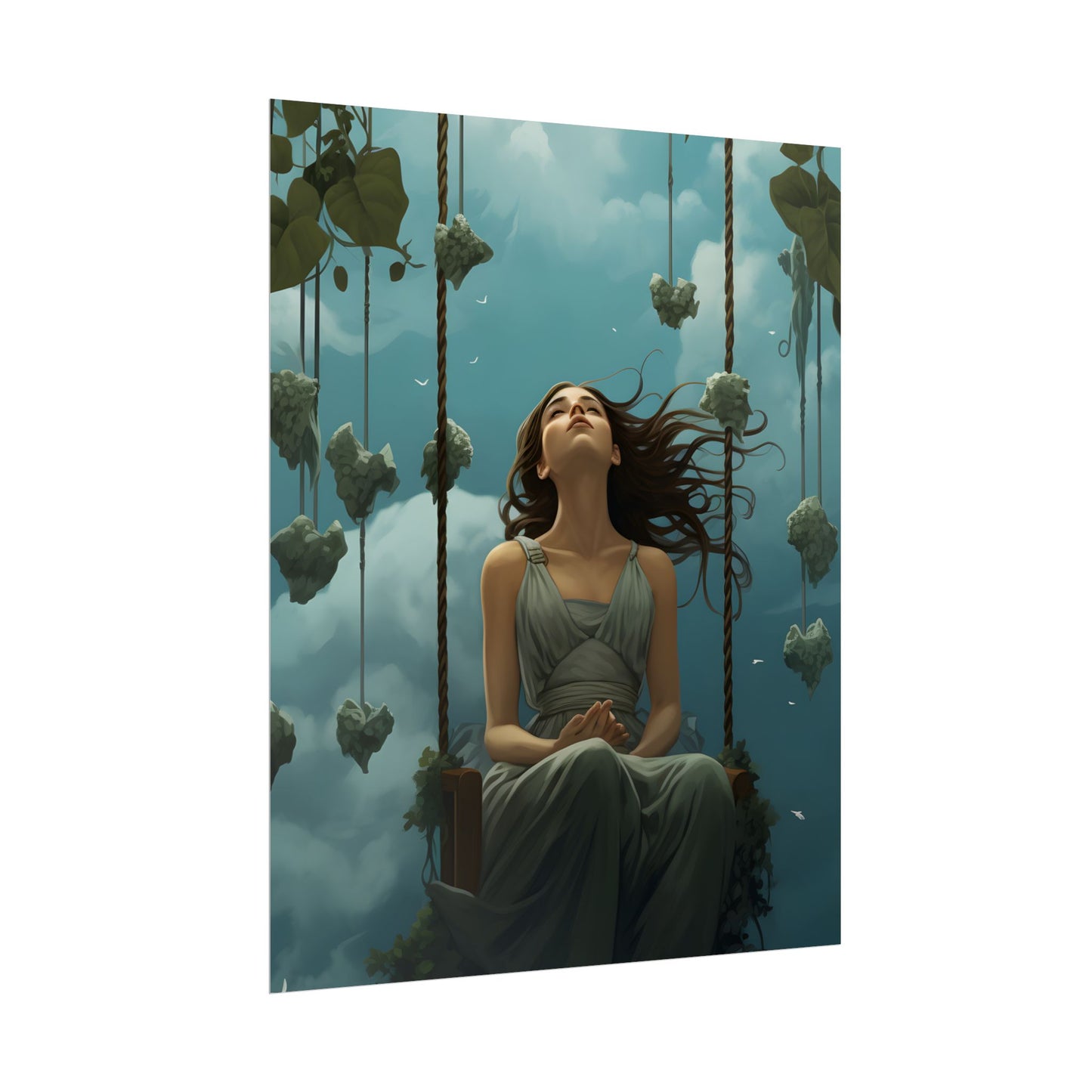 Person at Desk with Laptop: Digital Artwork - Poster