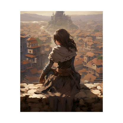 Dramatic Character Illustration: Bird's Eye View in Motion - Poster
