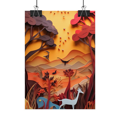 Vibrant African Quilled Landscape: Colorful Paper Artwork - Poster