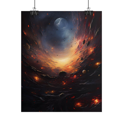 Cosmic Orbit: Six Planets Swirl Around a Black Hole - Poster