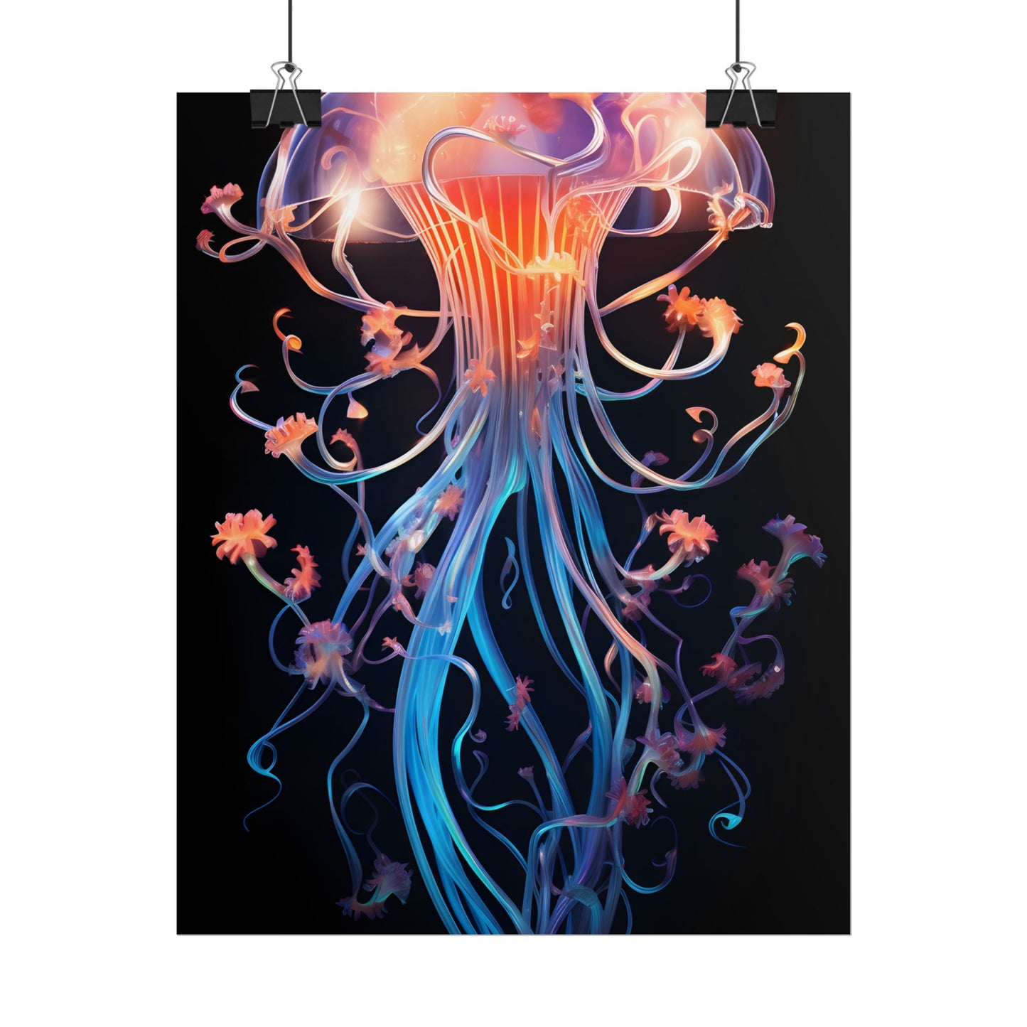 Bioluminescent Oceanic Ballet: Elegantly Poised Dancer in Underwater Performance - Poster