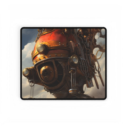 Steampunk Sky-Liner Race: Vintage Airships in Thrilling Mid-Air Pursuit - Desk Mat