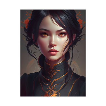 Realistic Female Portrait in Elegant Dress - Poster