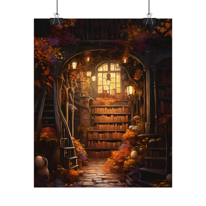 Whimsical Magical Bookshop: Enchanting Artwork in a Hidden Corner - Poster