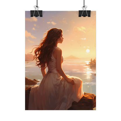 Vibrant Beach Scene: Summer Day with Sun-Kissed Figure - Poster