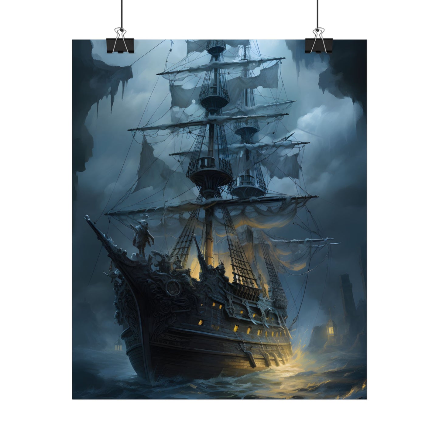 Ghost Pirate Sails: Mysterious Ocean Artwork - Poster