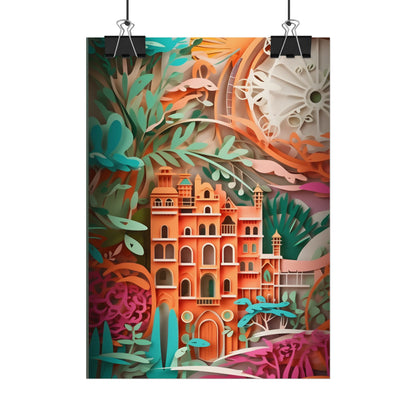 European Paper Quilled Landscape: Artistic Craftsmanship - Poster