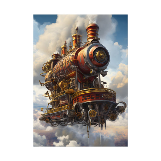 Steampunk Sky-Liner Thrill: Dynamic Race Artwork - Poster