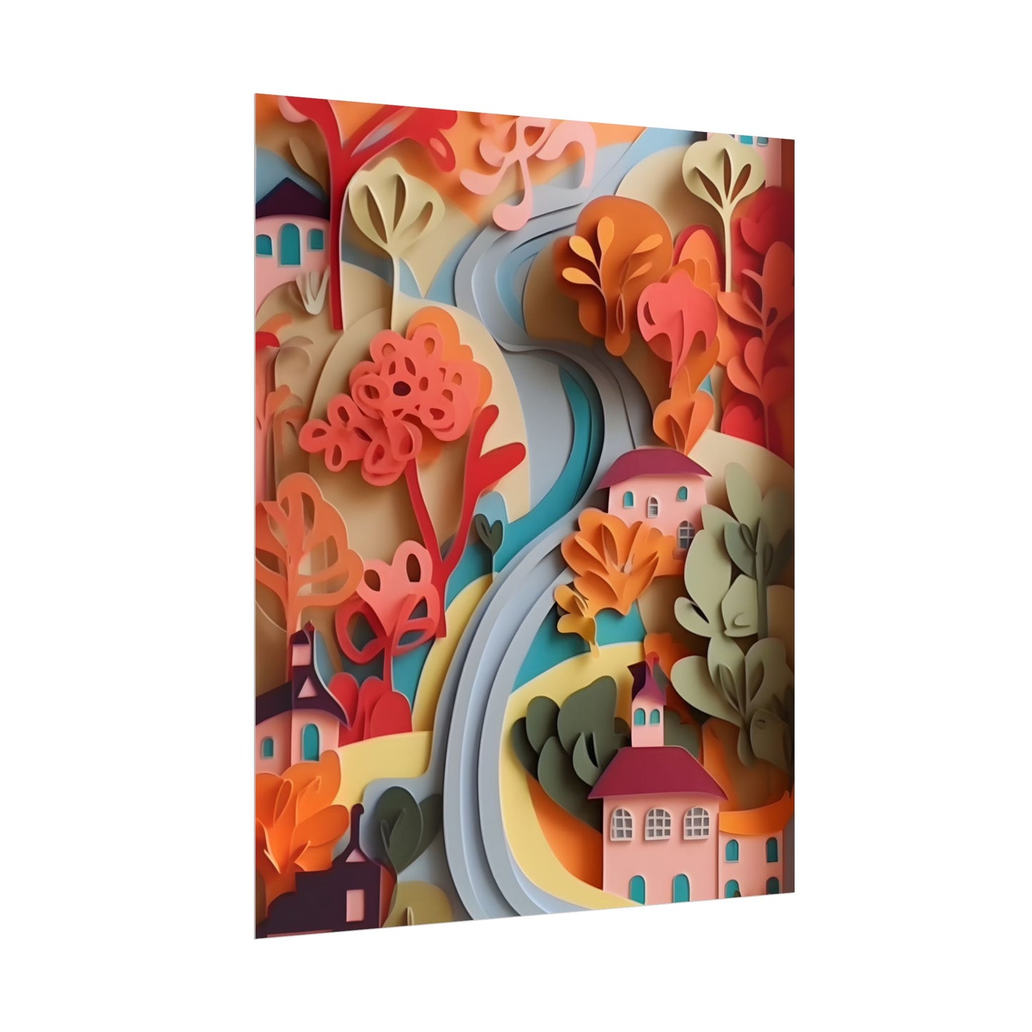 Intricate European Landscape: Paper Quilling Artwork - Poster