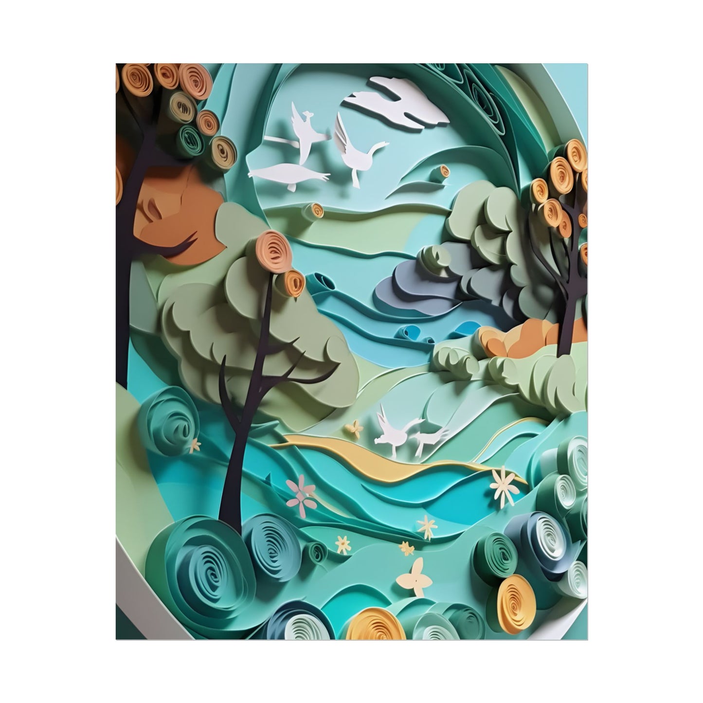 Eye-Catching Beach Landscape: Paper Quilling Art - Poster