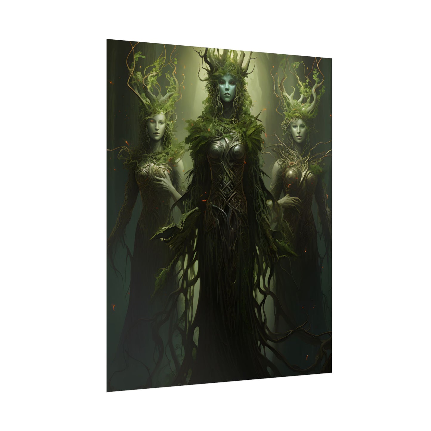 Mystical Forest Guardians: Ancient Tree Spirits Digital Art - Poster