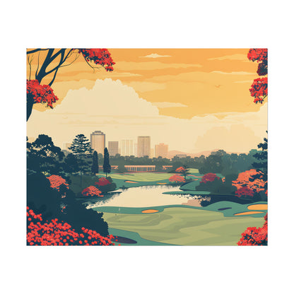Retro-Style Augusta Georgia Golf Course: Vibrant Illustration Art - Poster