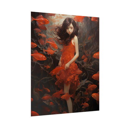 Simple Orange Still Life: Casual Wooden Table Art - Poster