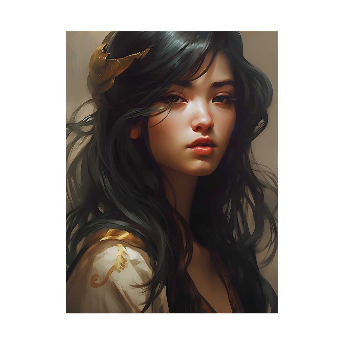 Astonishing Black Haired Portrait: Digital Artwork - Poster