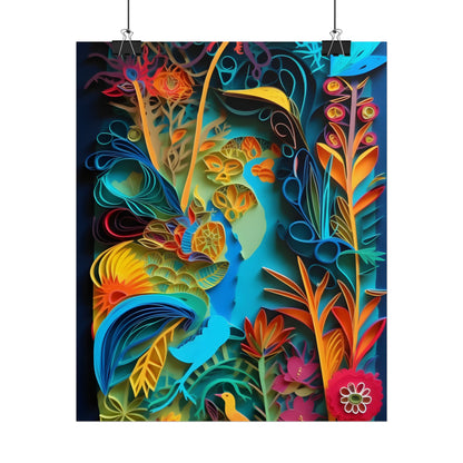 Indian Quilled Landscape: Colorful Paper Art - Poster