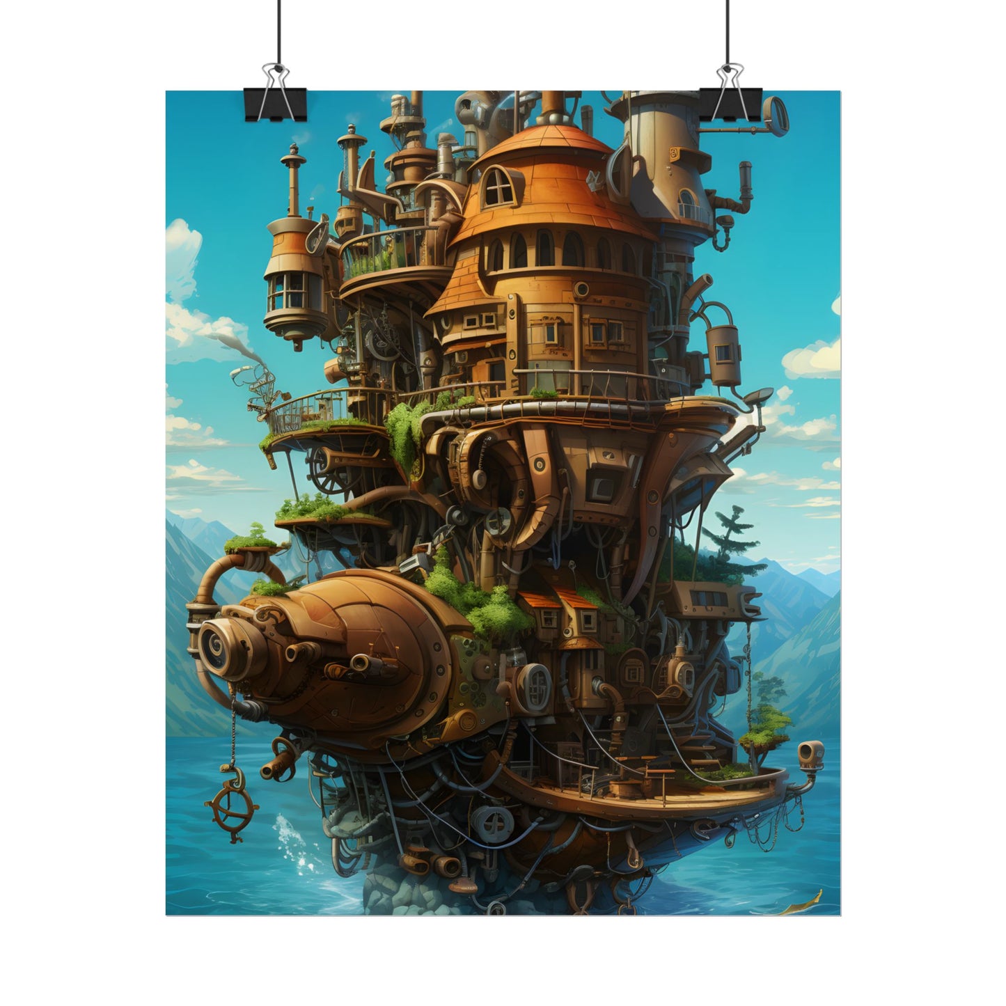 Oceanic Steampunk Treasure Dive: Underwater Adventure Artwork - Poster