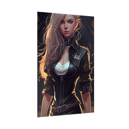 Blonde Female Police Officer: Calm Professional in Hotel Lobby - Poster