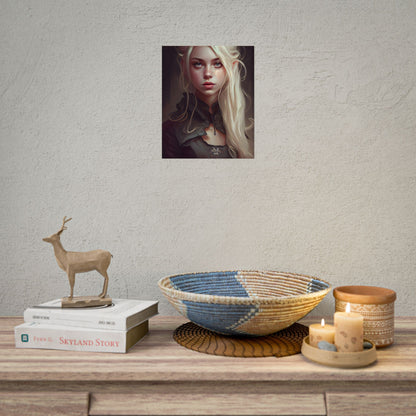 Blonde Portrait: Elegant Woman in Black Dress - Poster