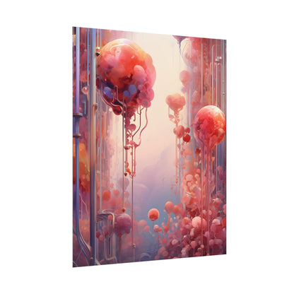 Futuristic Cyber Dreamscape: Abstract Digital Art - Poster
