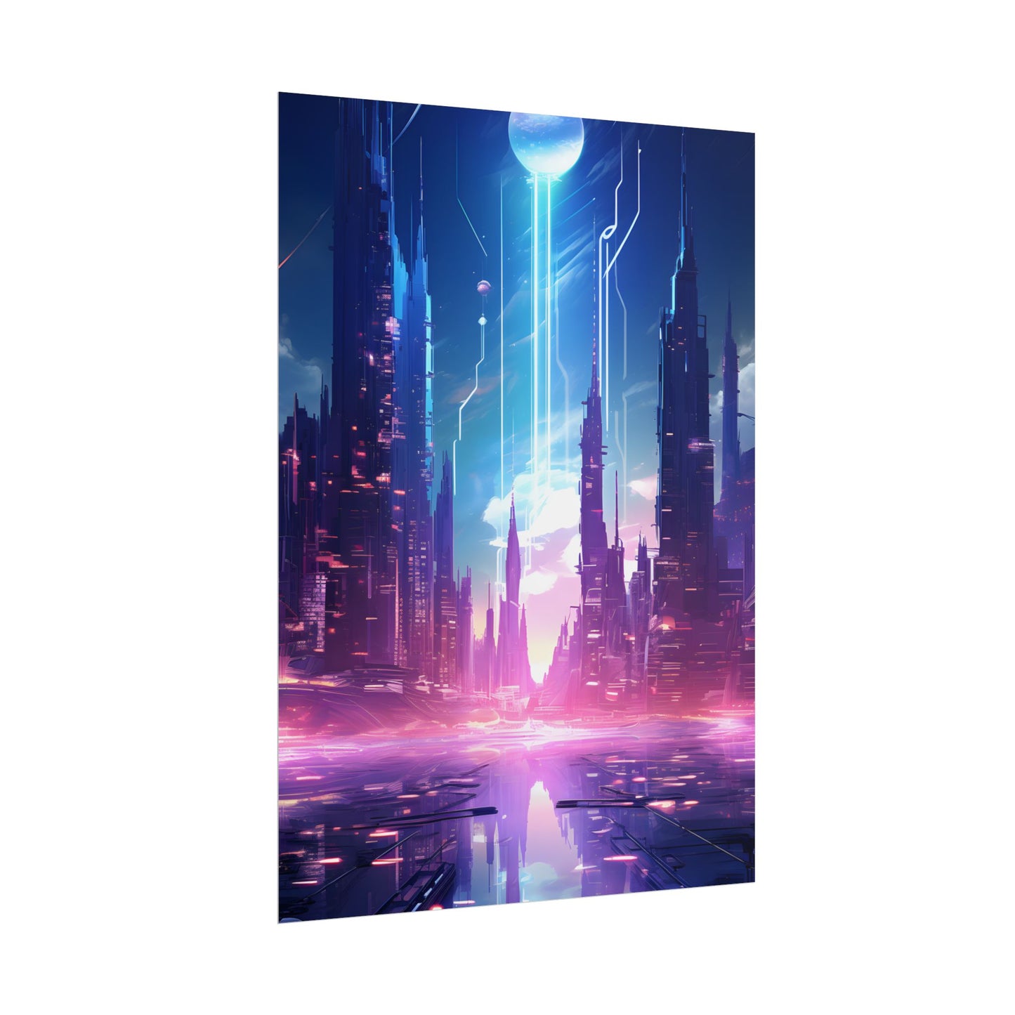 Futuristic Cityscape: Cyberpunk Dreams in a Dystopian World - Poster