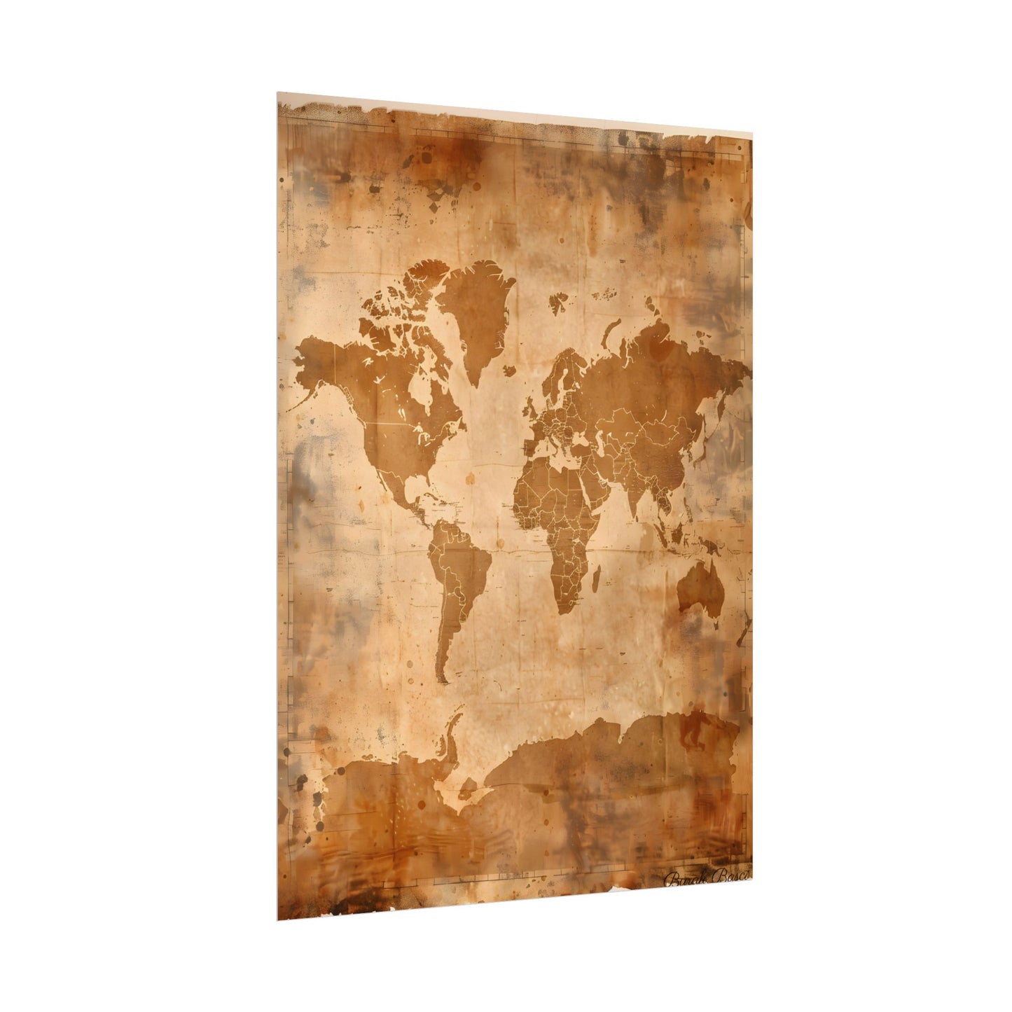 Vintage World Map: Artistic Cartography on Canvas - Poster