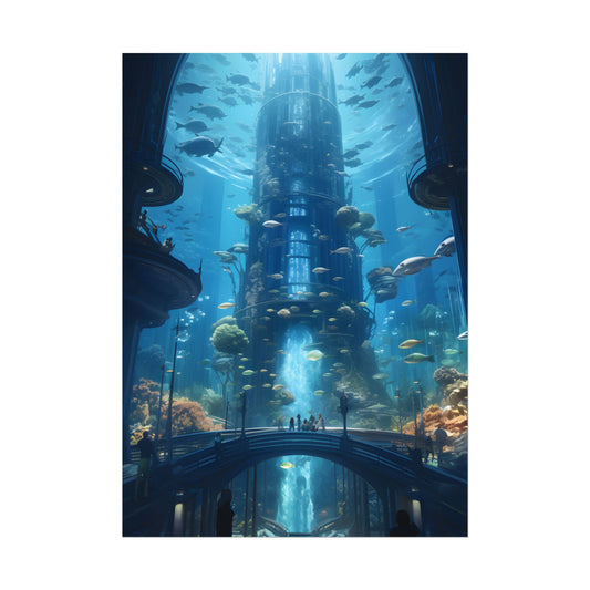 Futuristic Underwater City: Submerged Metropol Digital Art - Poster