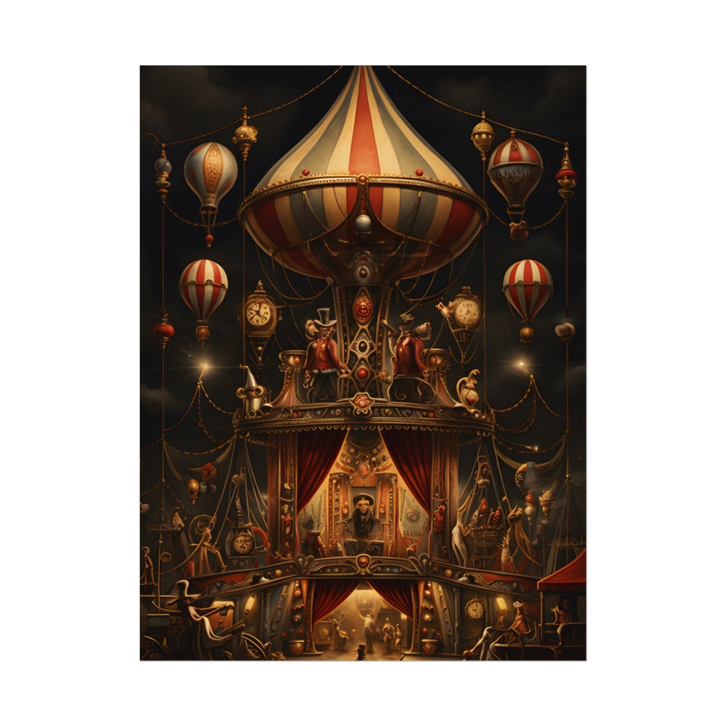 Whimsical Clockwork Circus: A Fantastical Artwork - Poster
