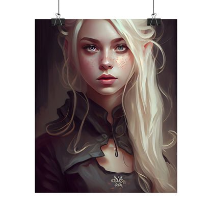 Blonde Portrait: Elegant Woman in Black Dress - Poster