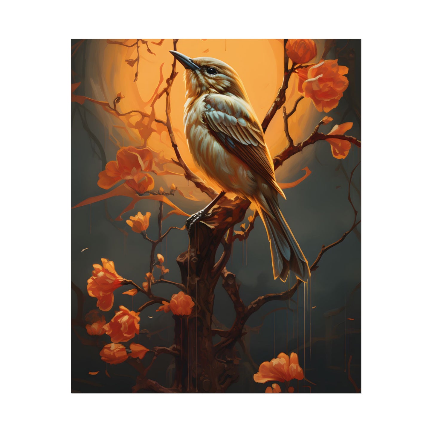 Enigmatic Songbird Guardian: Urban Artwork - Poster