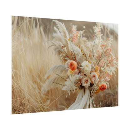 Whimsical Floral Oasis: Vibrant Pampas Artwork - Poster