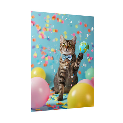 Whimsical Cat in Bow Tie: Close-Up Art Print - Poster