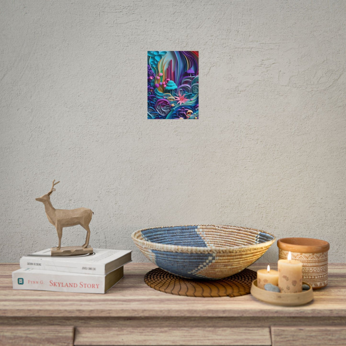 Vibrant Beach Landscape: Paper Quilling Artwork - Poster
