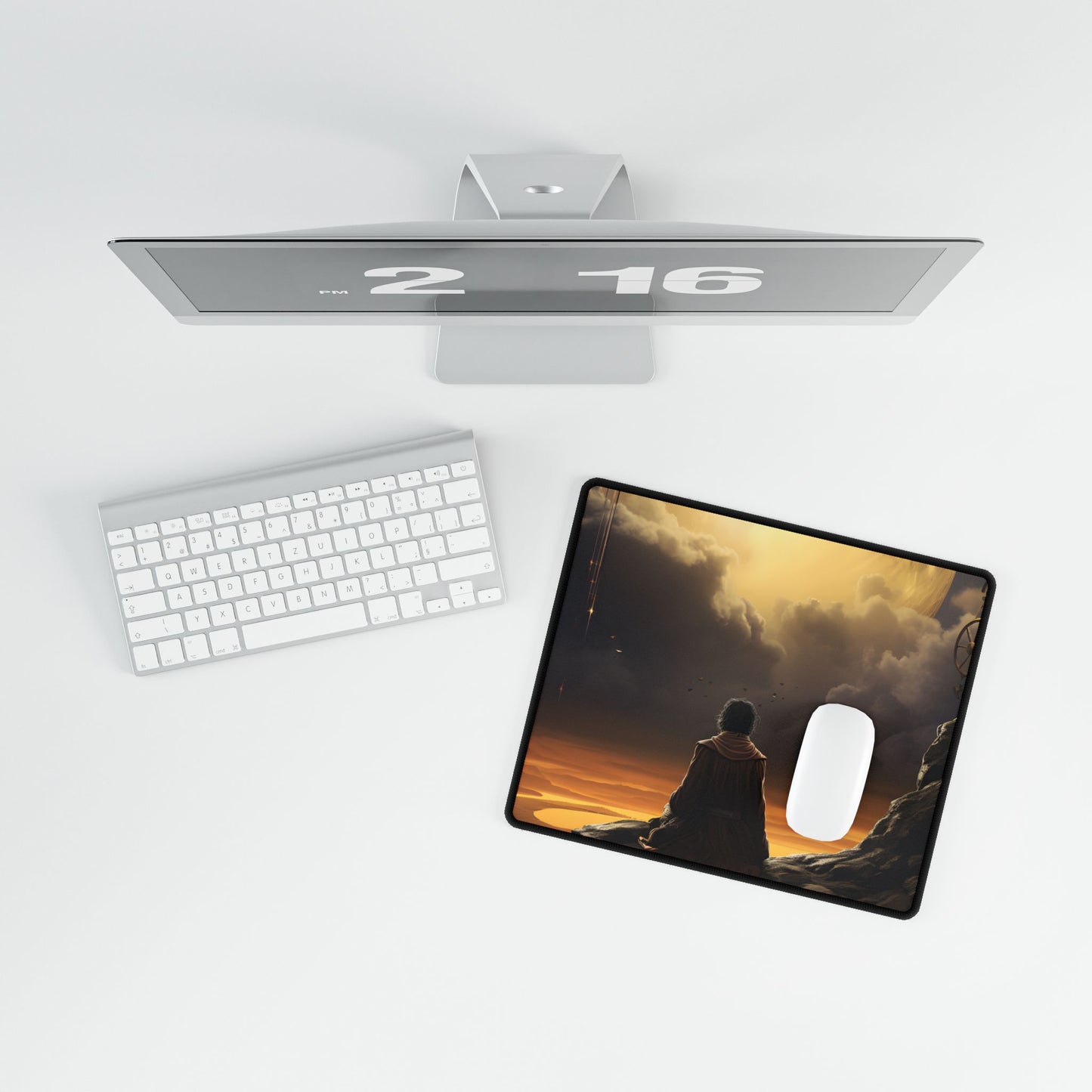 Person in Nature: Holding Tech Device Digital Art - Desk Mat