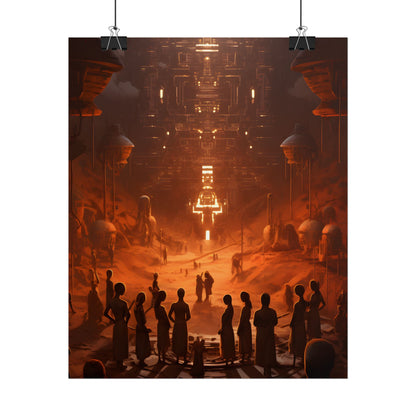 Vibrant Futuristic Tribal Gathering: Digital Art - Poster