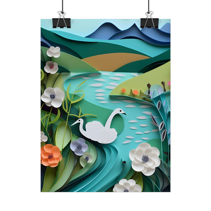 Vibrant Paper Quilling Island: A Beautiful Tropical Landscape - Poster