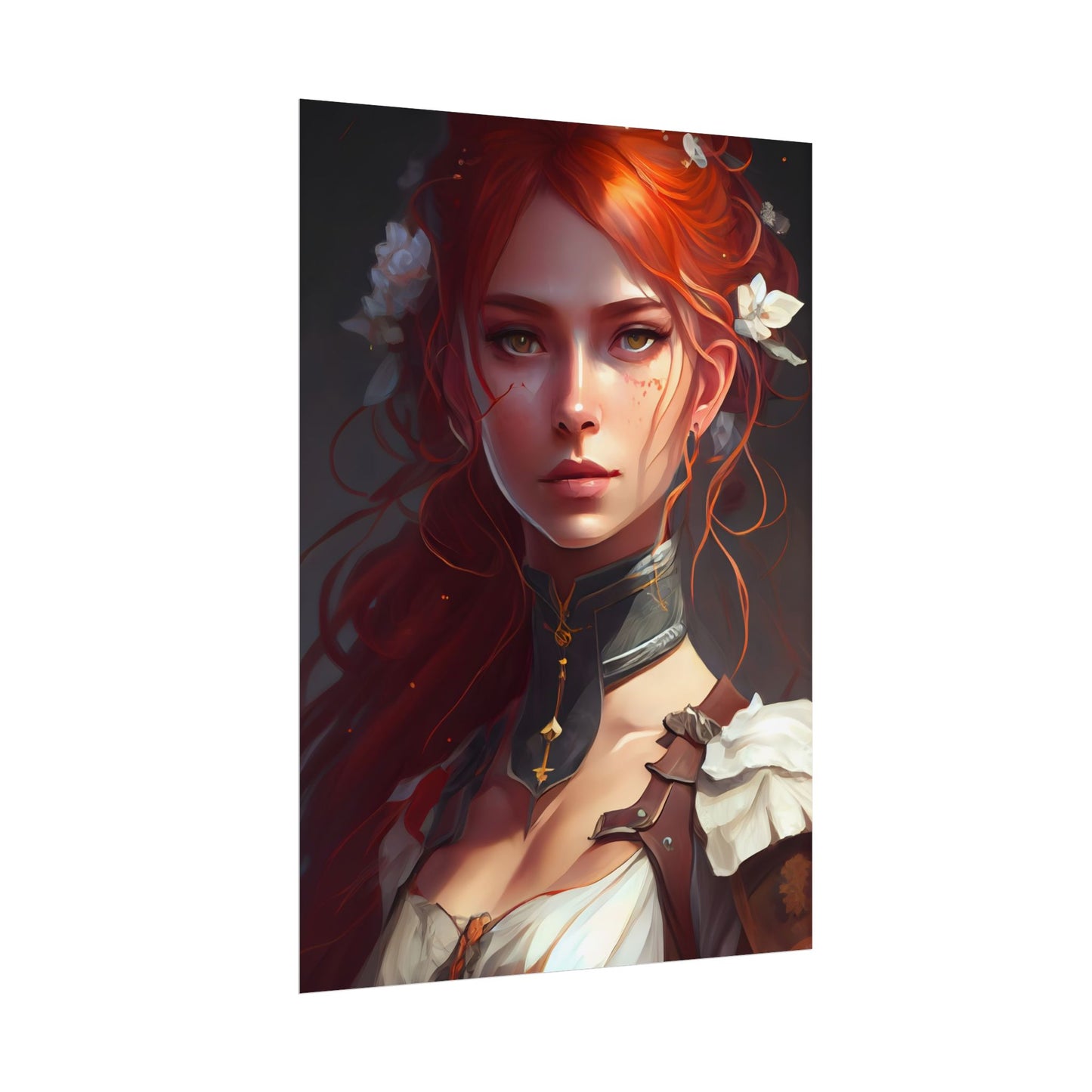 Redheaded Beauty: Formal Portrait in Dark Dress - Poster