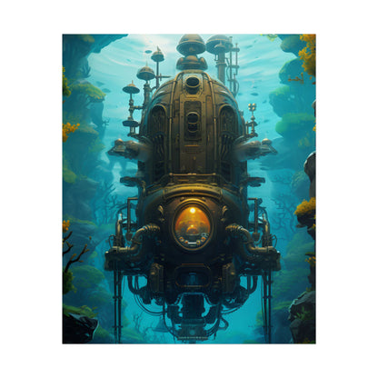 Steampunk Underwater Odyssey: Captain Nemo's Nautilu Submarine Art - Poster