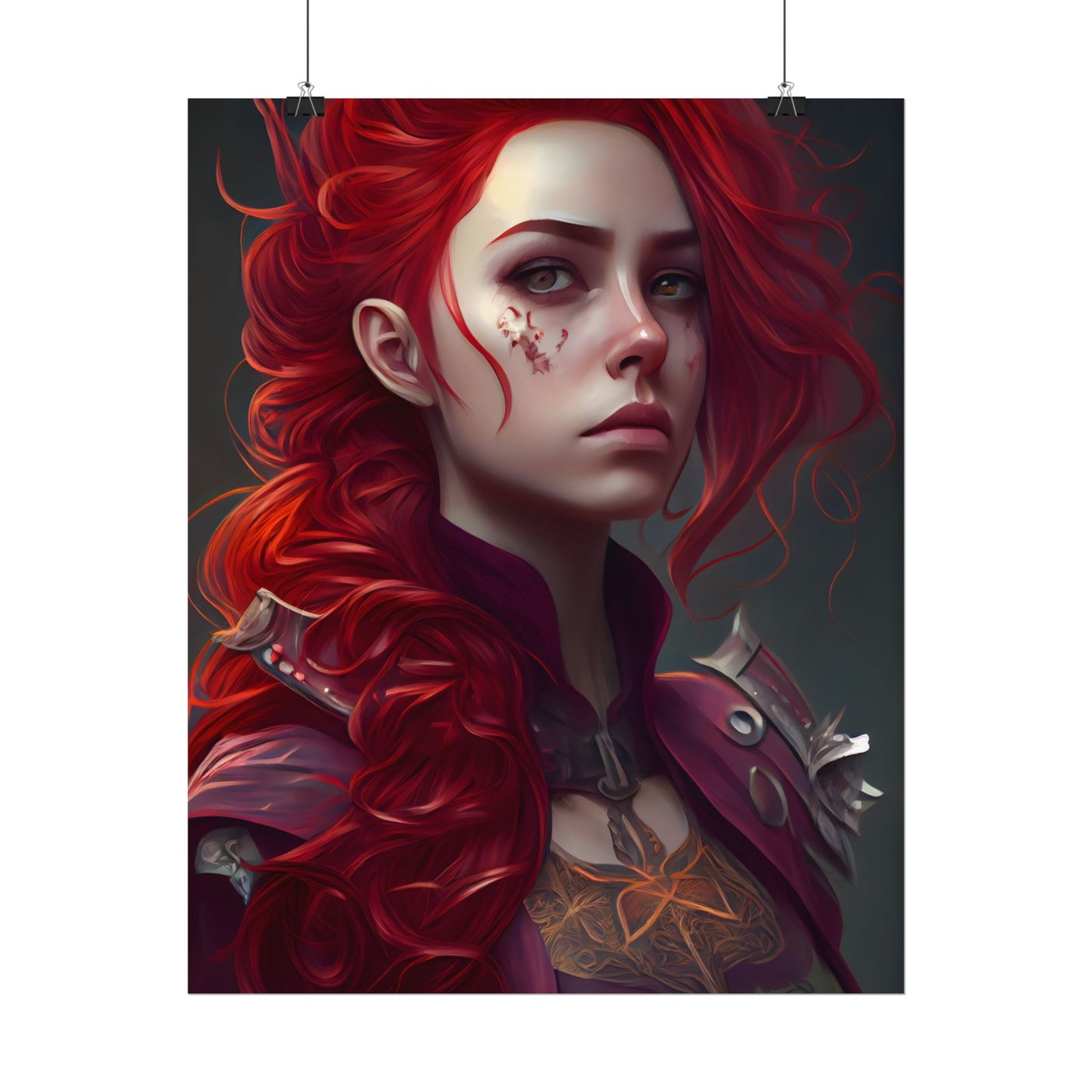 Realistic Red Hair Portrait: Soft Light Artwork - Poster